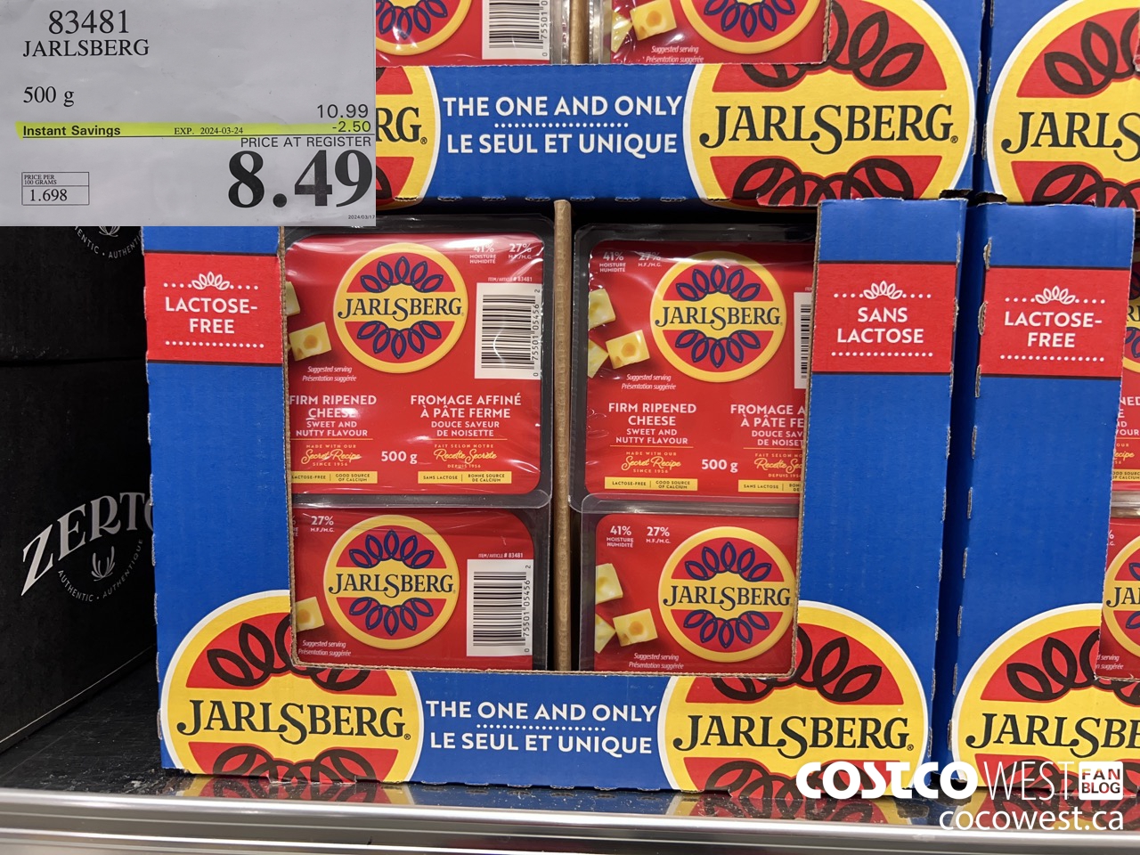 83481 JARLSBERG 500G ($2.50 INSTANT SAVINGS EXPIRES ON 2024-03-24) $8.49