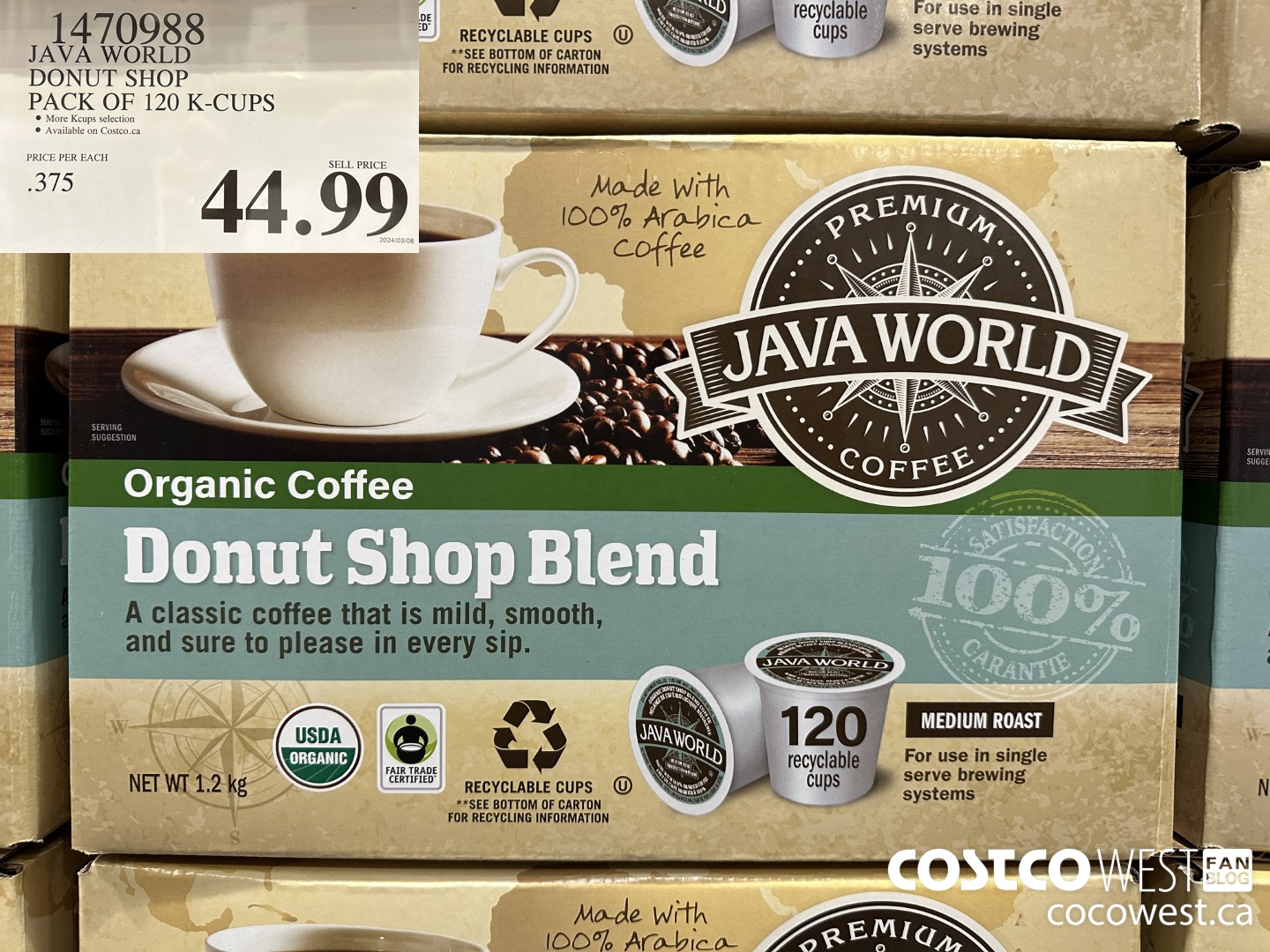 1470988 JAVA WORLD DONUT SHOP PACK OF 120 K-CUPS $44.99