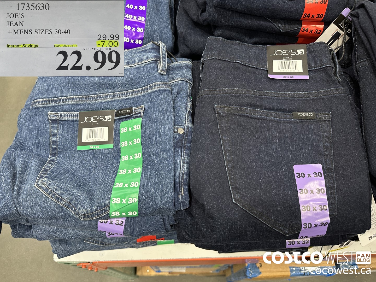 1735630 JOE'S JEAN MENS SIZES 30-40  ($7.00 INSTANT SAVINGS EXPIRES ON 2024-03-17) $22.99