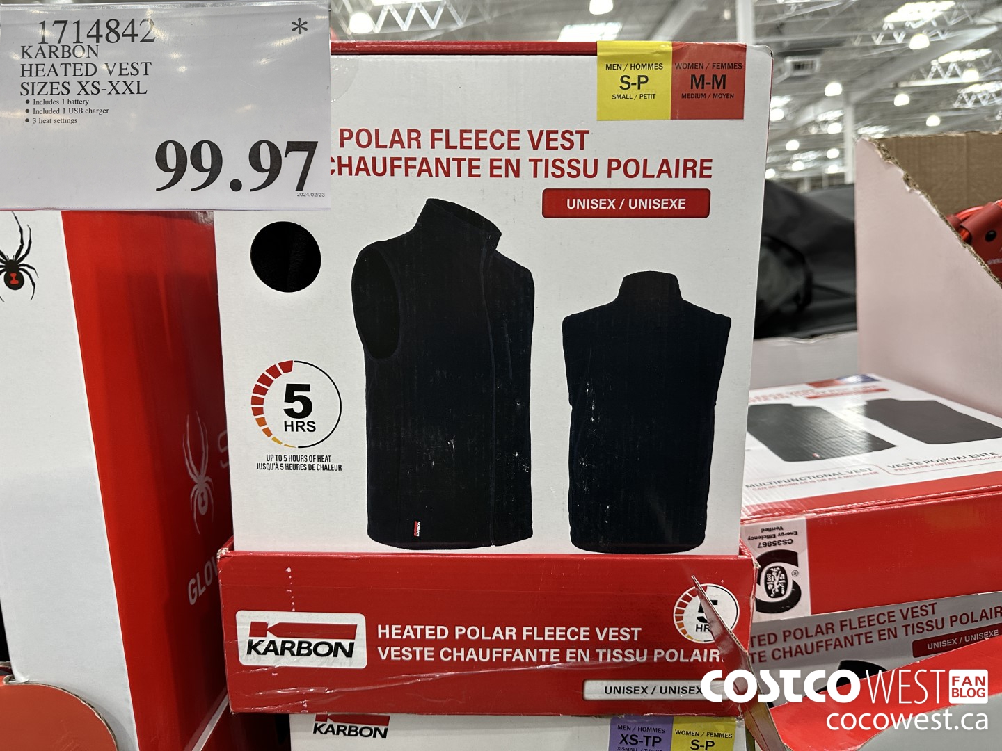 1714842 KARBON HEATED VEST SIZE XS-XXL $99.97