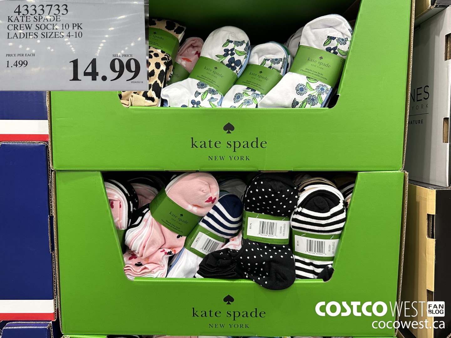 4333733 KATE SPADE CREW SOCK 10 PK LADIES SIZES 4-10 $14.99