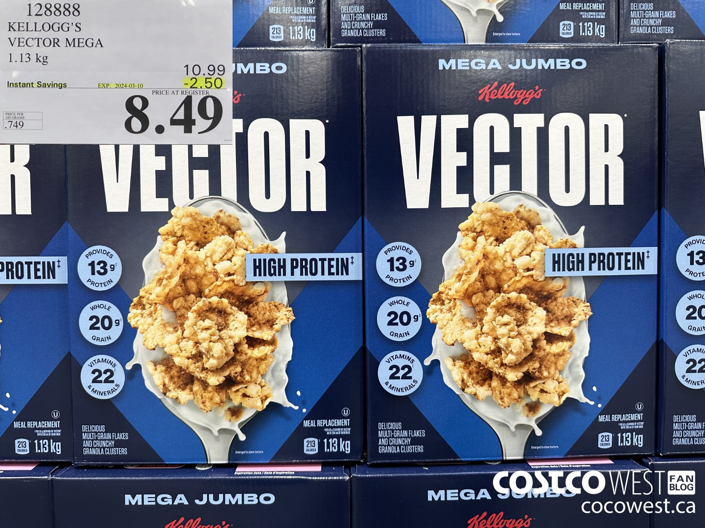 128888 KELLOGGS VECTOR MEGA 1.13KG ($2.50 INSTANT SAVINGS EXPIRES ON 2024-03-10) $8.49