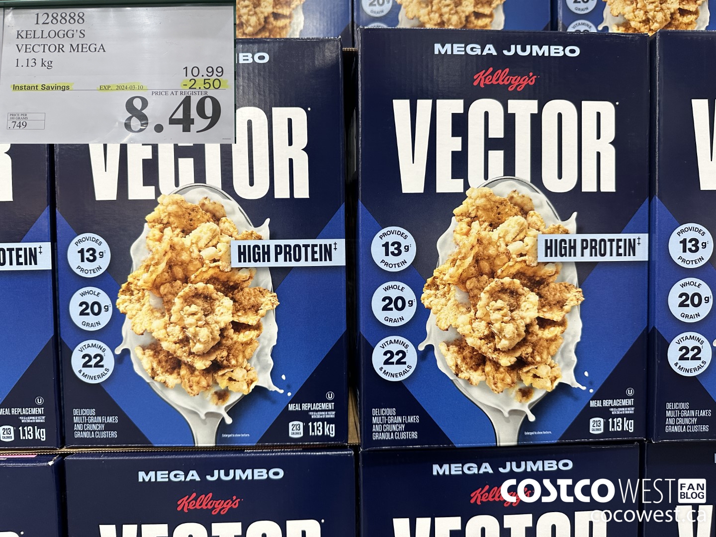 128888 KELLOGGS VECTOR MEGA 1.13KG ($2.50 INSTANT SAVINGS EXPIRES ON 2024-03-10) $8.49