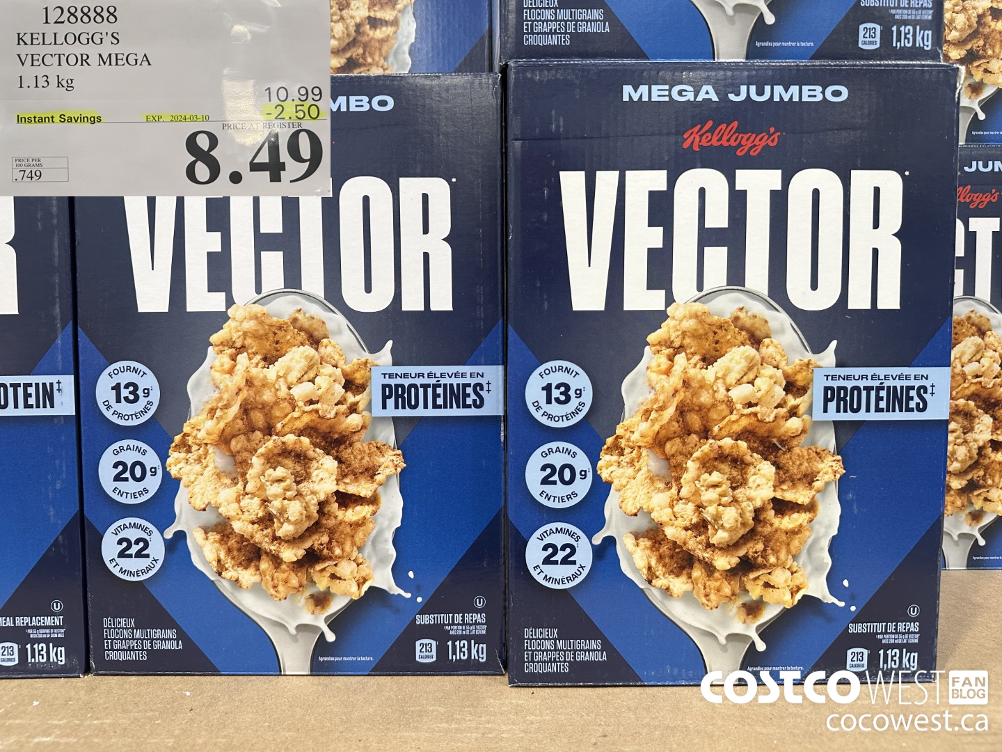 128888 KELLOGGS VECTOR MEGA 1.13KG ($2.50 INSTANT SAVINGS EXPIRES ON 2024-03-10) $8.49