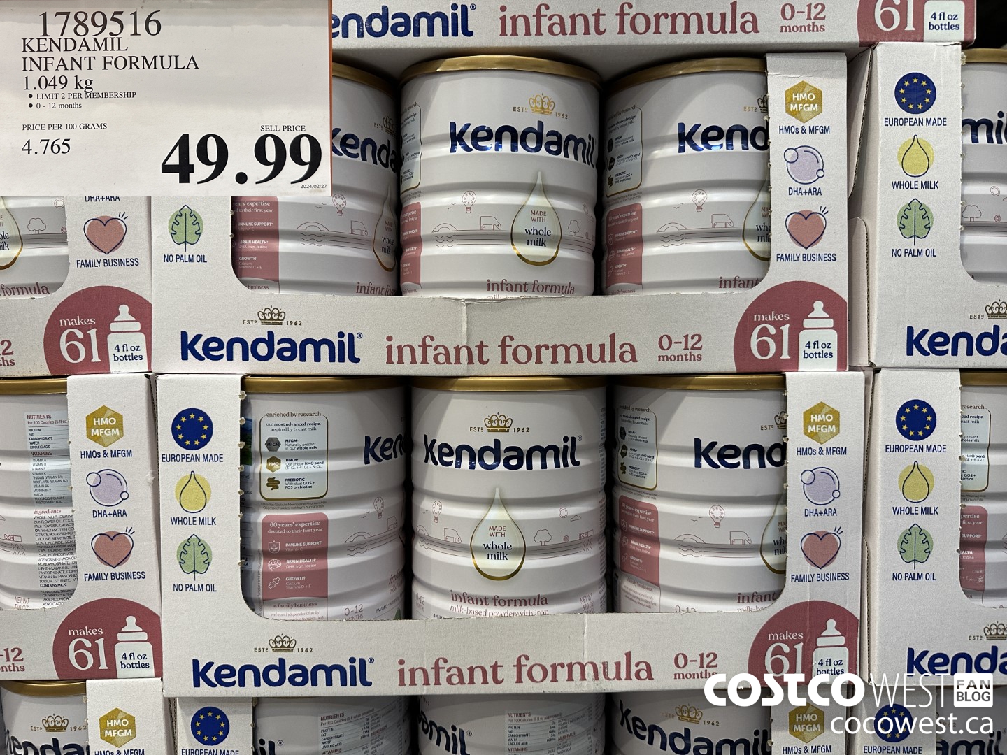 1789516 KENDAMIL INFANT FORMULA 1.049KG $49.99