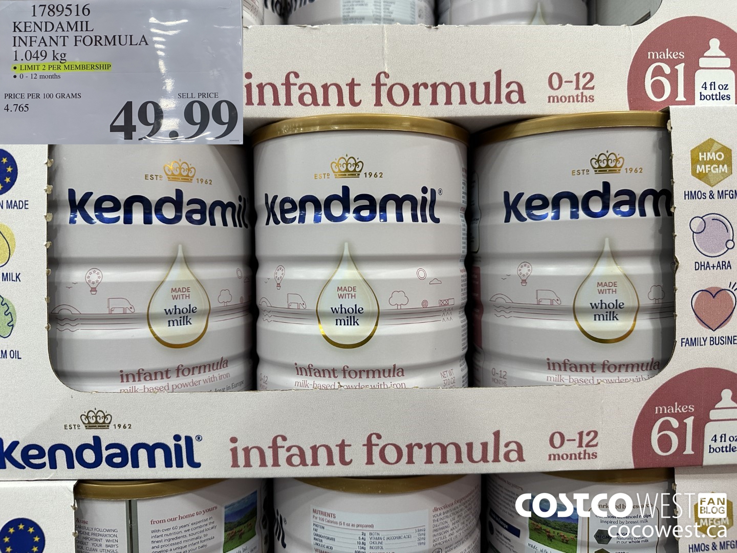 1789516 KENDAMIL INFANT FORMULA 1.049KG $49.99