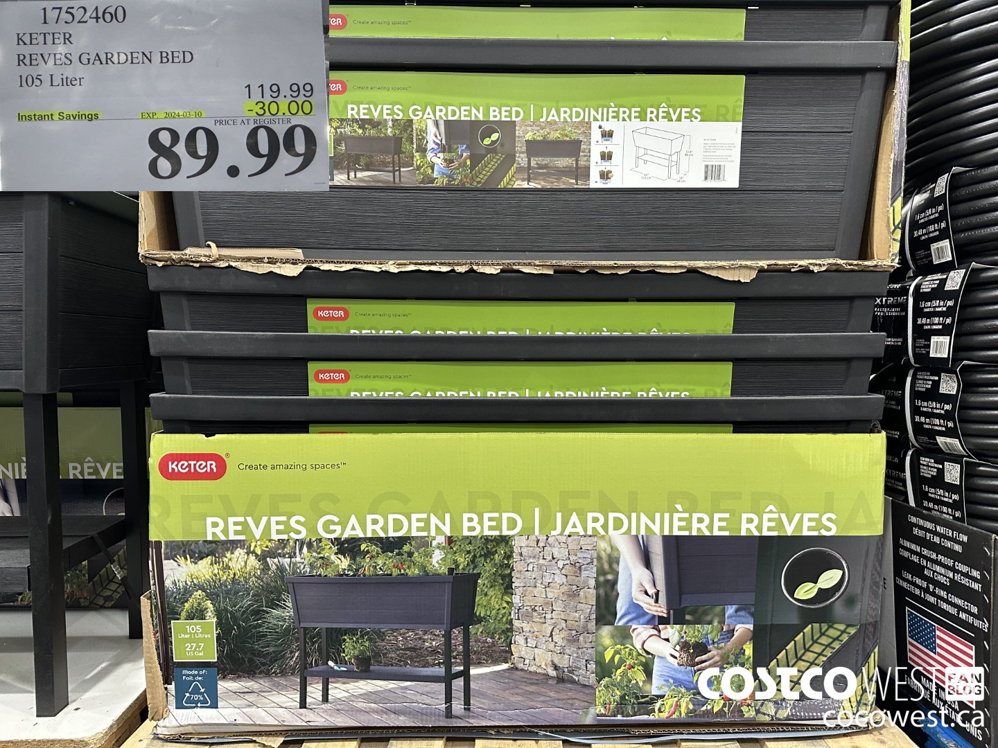 1752460 KETER REVES GARDEN BED 105 LITER ($30.00 INSTANT SAVINGS EXPIRES ON 2024-03-10) $89.99