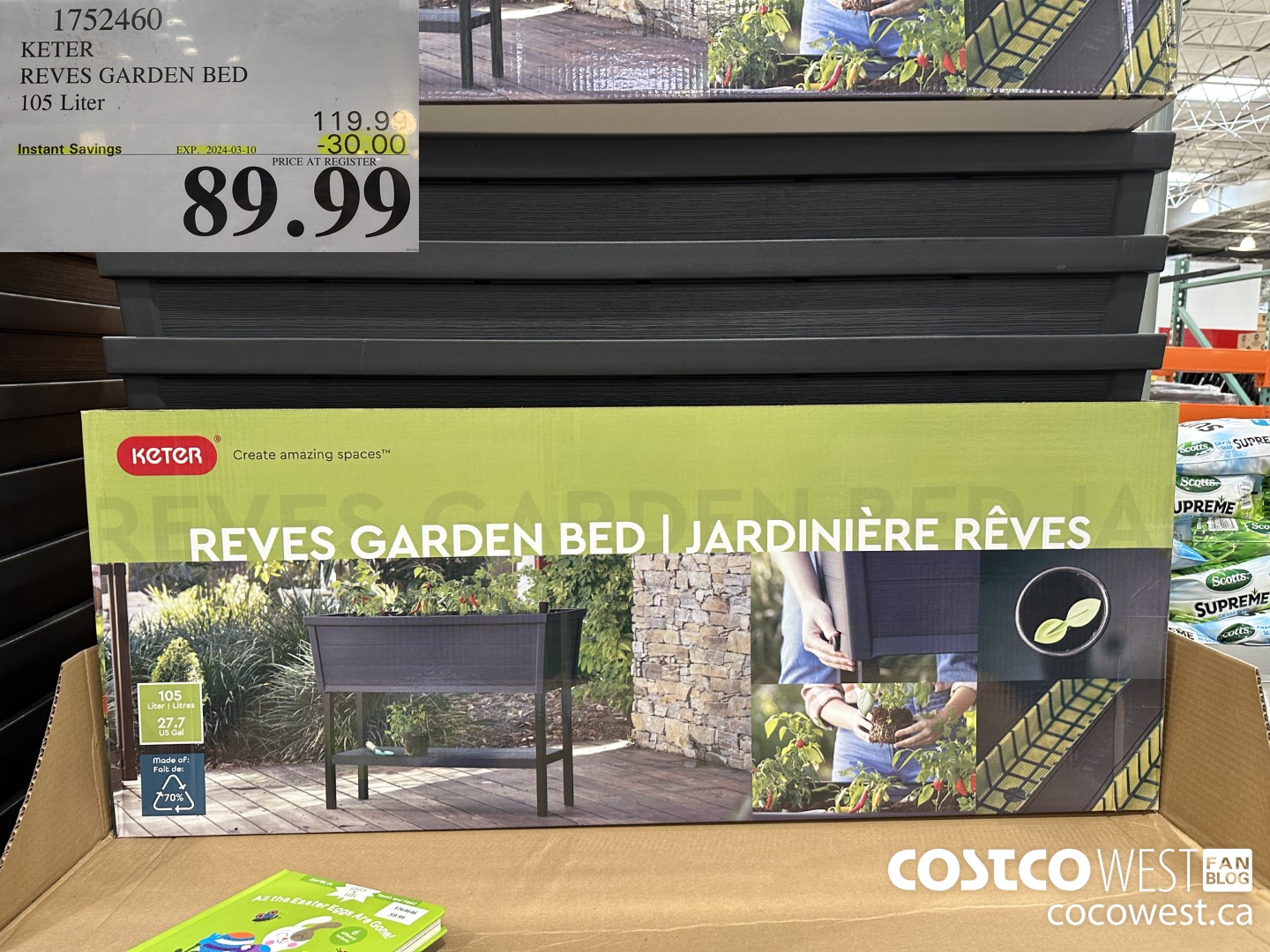 1752460 KETER REVES GARDEN BED 105 LITER ($30.00 INSTANT SAVINGS EXPIRES ON 2024-03-10) $89.99