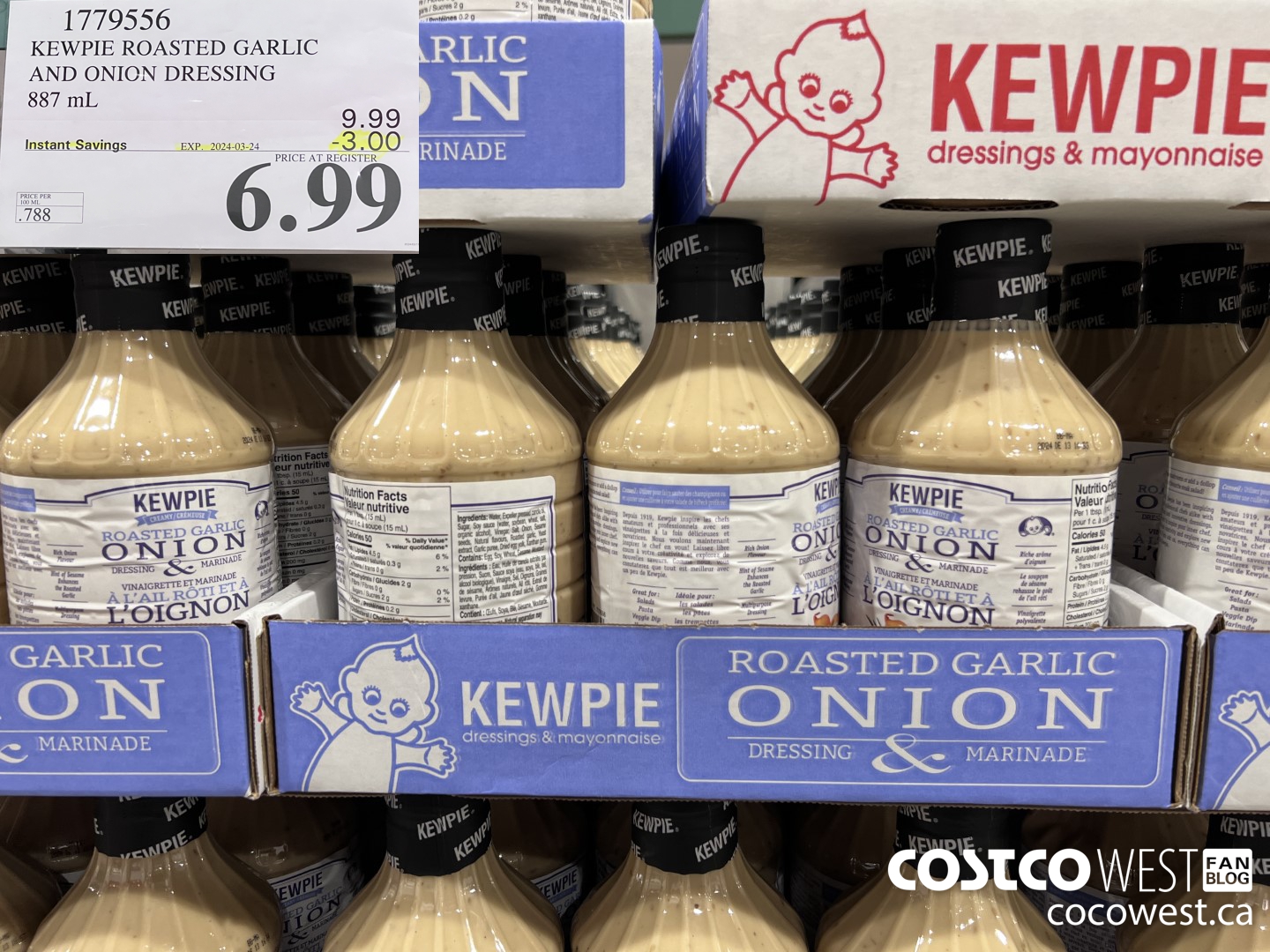 1779556 KEWPIE ROASTED GARLIC AND ONION DRESSING 887 mL ($3.00 INSTANT SAVINGS EXPIRES ON 2024-03-24) $6.99