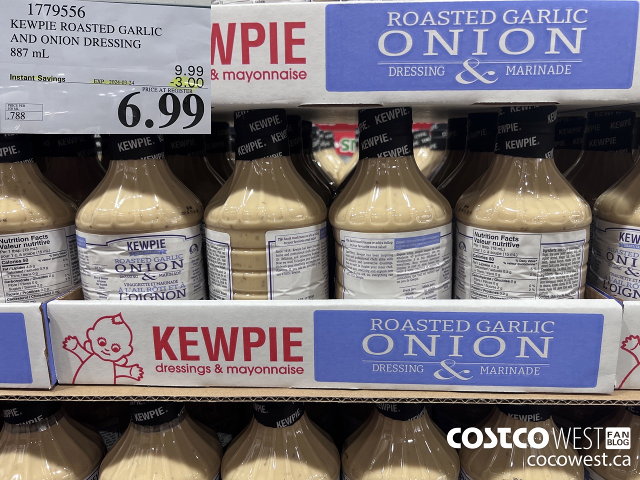 1779556 KEWPIE ROASTED GARLIC AND ONION DRESSING 887 mL ($3.00 INSTANT SAVINGS EXPIRES ON 2024-03-24) $6.99