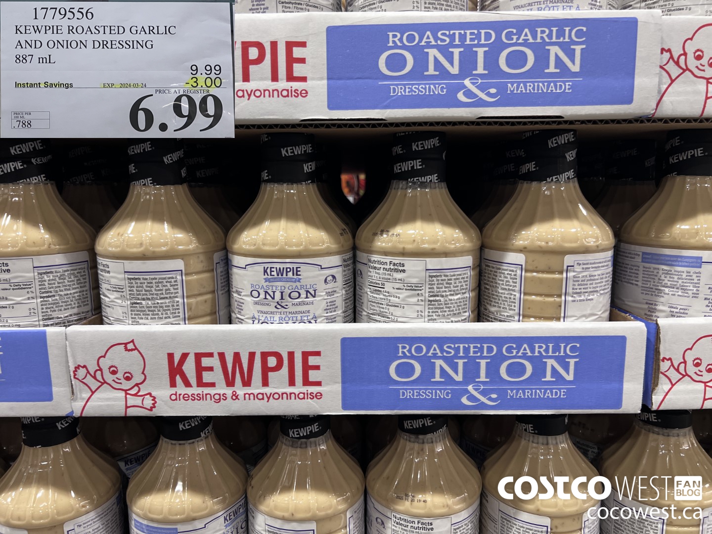 1779556 KEWPIE ROASTED GARLIC AND ONION DRESSING 887 mL ($3.00 INSTANT SAVINGS EXPIRES ON 2024-03-24) $6.99