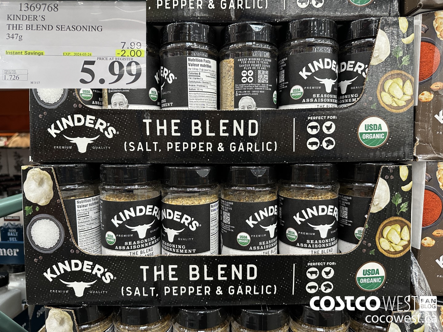 1369768 KINDER'S THE BLEND SEASONING 347G ($2.00 INSTANT SAVINGS EXPIRES ON 2024-03-24) $5.99