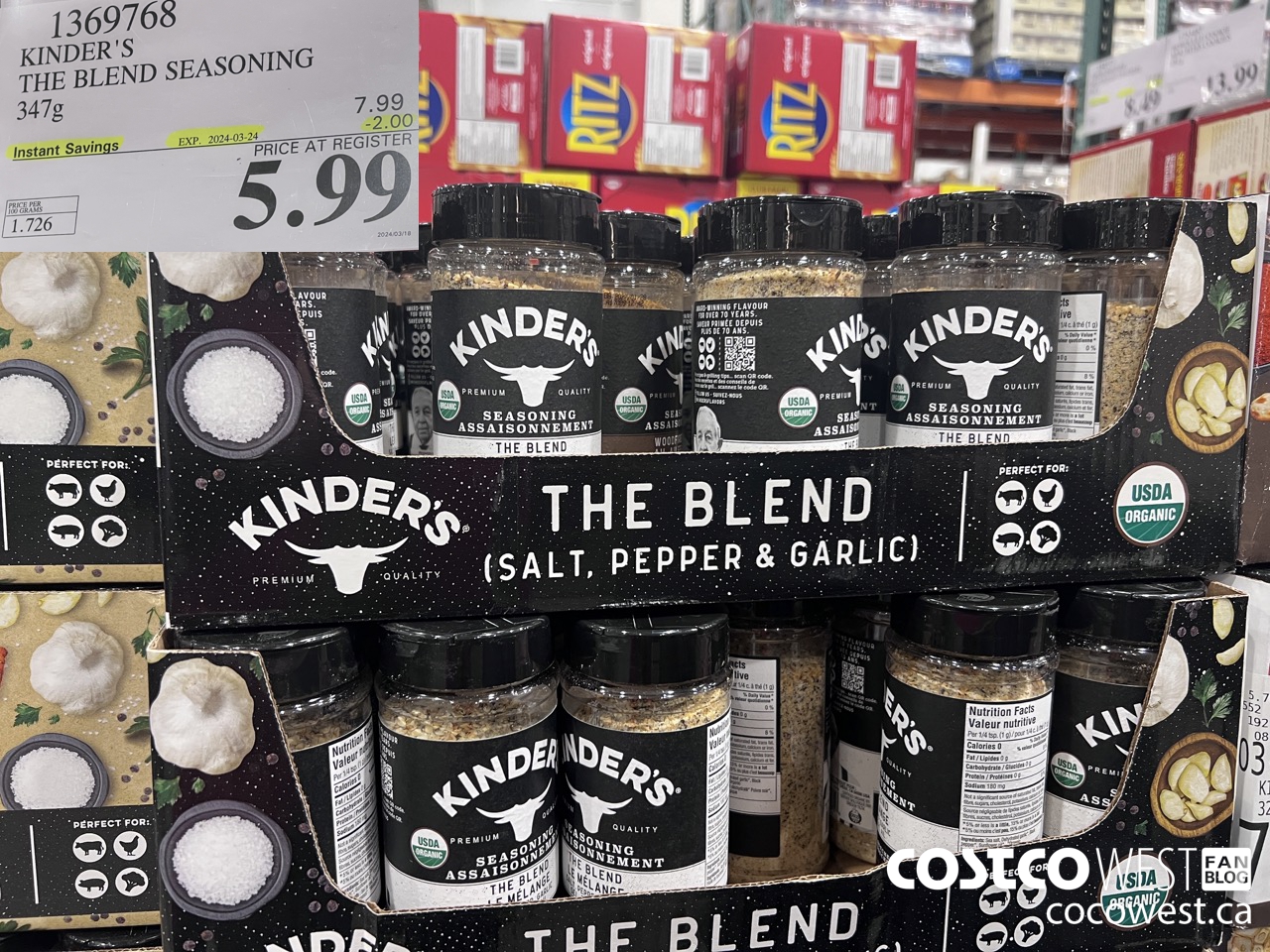 1369768 KINDER'S THE BLEND SEASONING 347G ($2.00 INSTANT SAVINGS EXPIRES ON 2024-03-24) $5.99