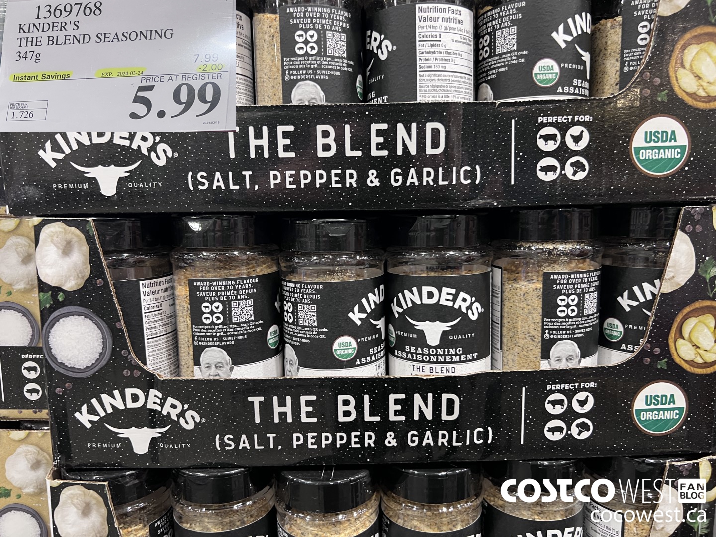 1369768 KINDER'S THE BLEND SEASONING 347G ($2.00 INSTANT SAVINGS EXPIRES ON 2024-03-24) $5.99