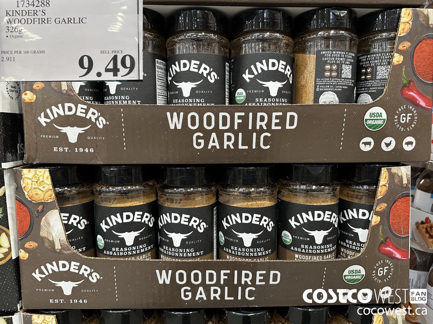 1734288 KINDER'S WOODFIRE GARLIC 326G $9.49
