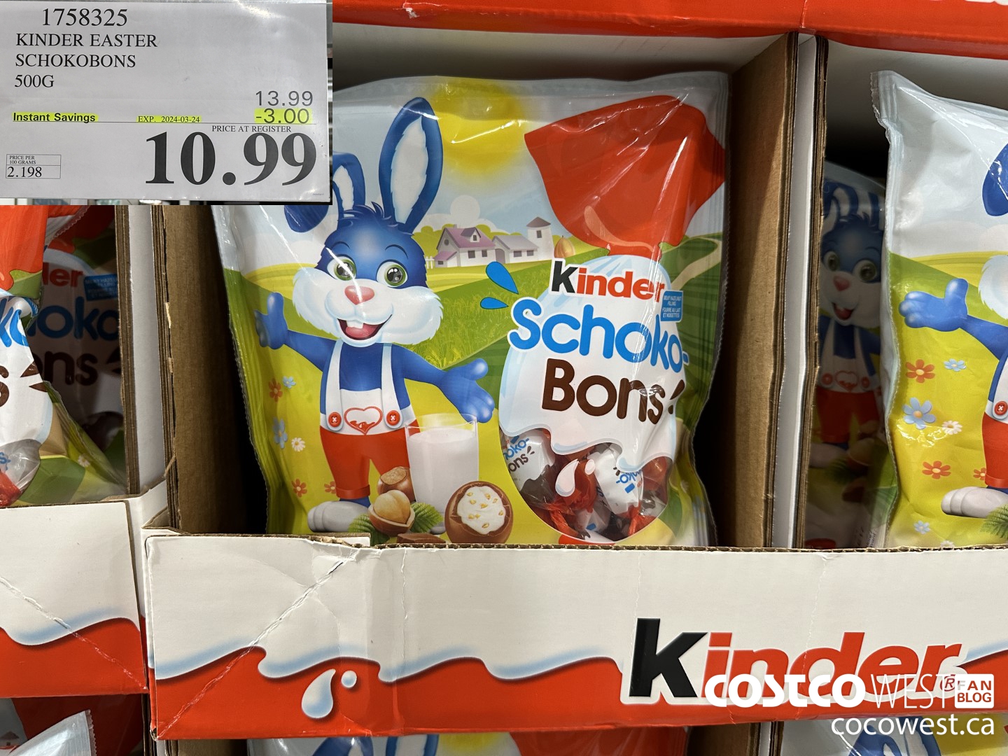 1758325 KINDER EASTER SCHOKOBONS 500G ($3.00 INSTANT SAVINGS EXPIRES ON 2024-03-24) $10.99