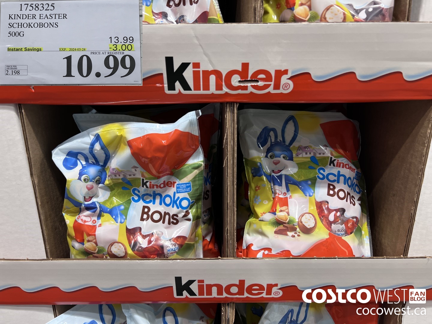 1758325 KINDER EASTER SCHOKOBONS 500G ($3.00 INSTANT SAVINGS EXPIRES ON 2024-03-24) $10.99