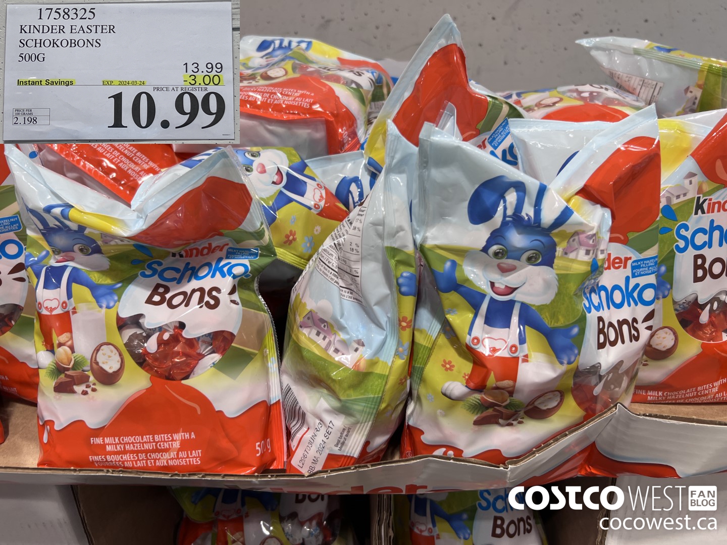 1758325 KINDER EASTER SCHOKOBONS 500G ($3.00 INSTANT SAVINGS EXPIRES ON 2024-03-24) $10.99
