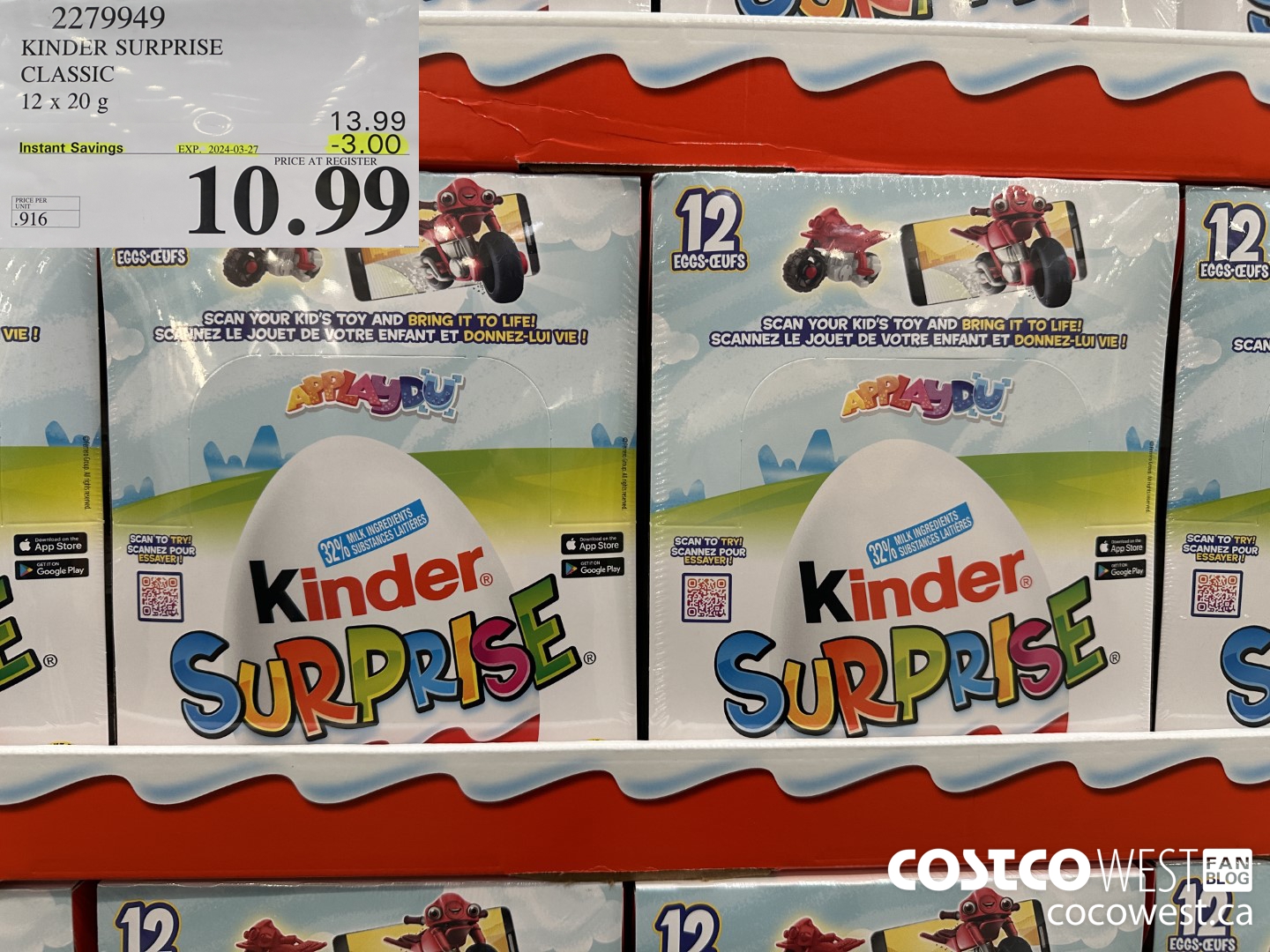 2279949 KINDER SURPRISE CLASSIC 12 x 20g ($3.00 INSTANT SAVINGS EXPIRES ON 2024-03-27) $10.99