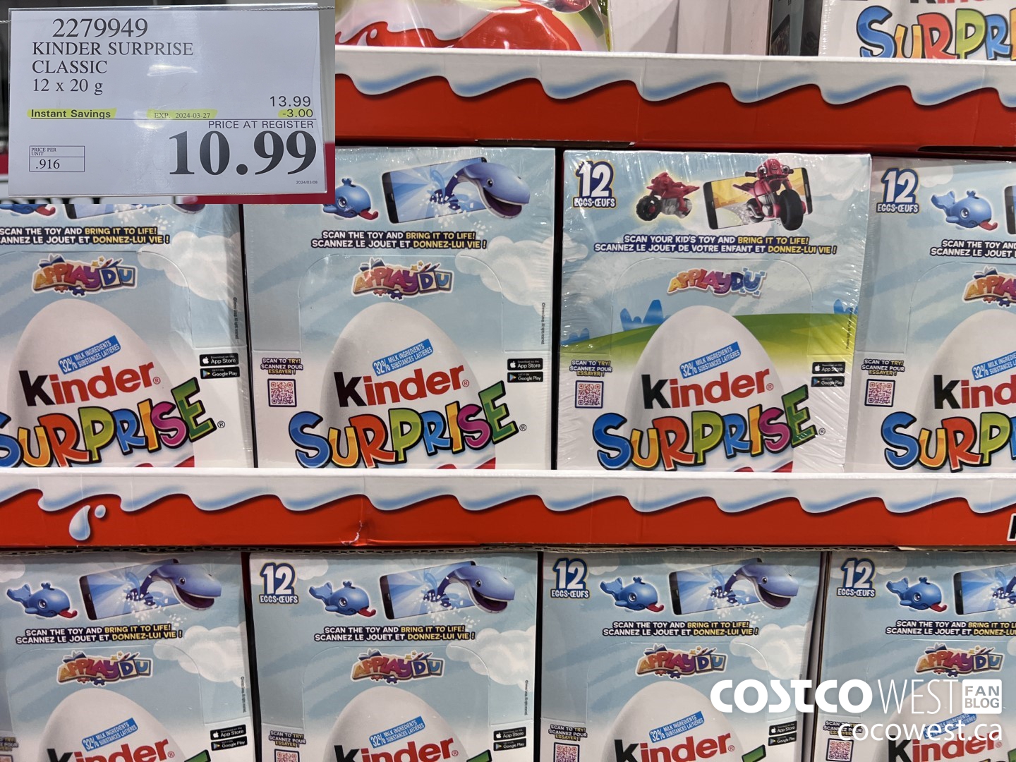 2279949 KINDER SURPRISE CLASSIC 12 x 20g ($3.00 INSTANT SAVINGS EXPIRES ON 2024-03-27) $10.99