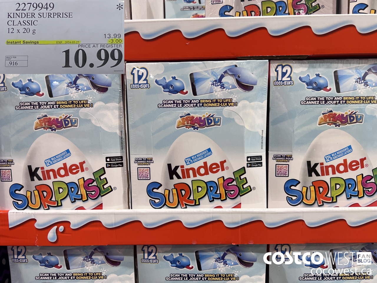2279949 KINDER SURPRISE CLASSIC 12 x 20g ($3.00 INSTANT SAVINGS EXPIRES ON 2024-03-27) $10.99