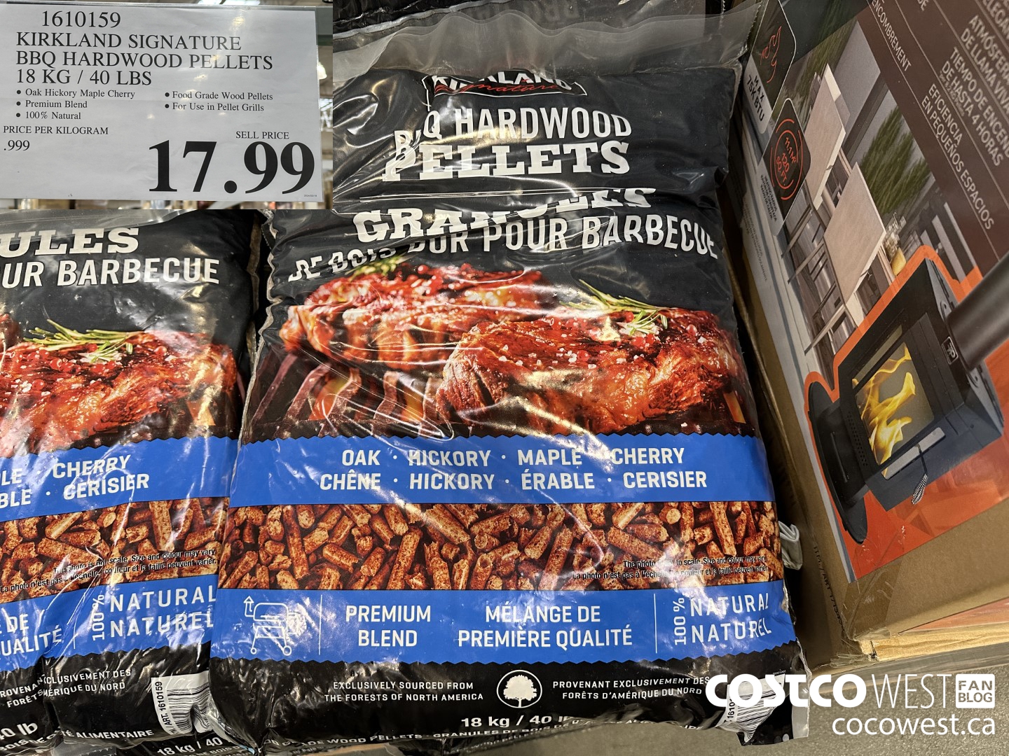1610159 KIRKLAND SIGNATURE BBQ HARDWOOD PELLETS 18 KG / 40 LBS $17.99