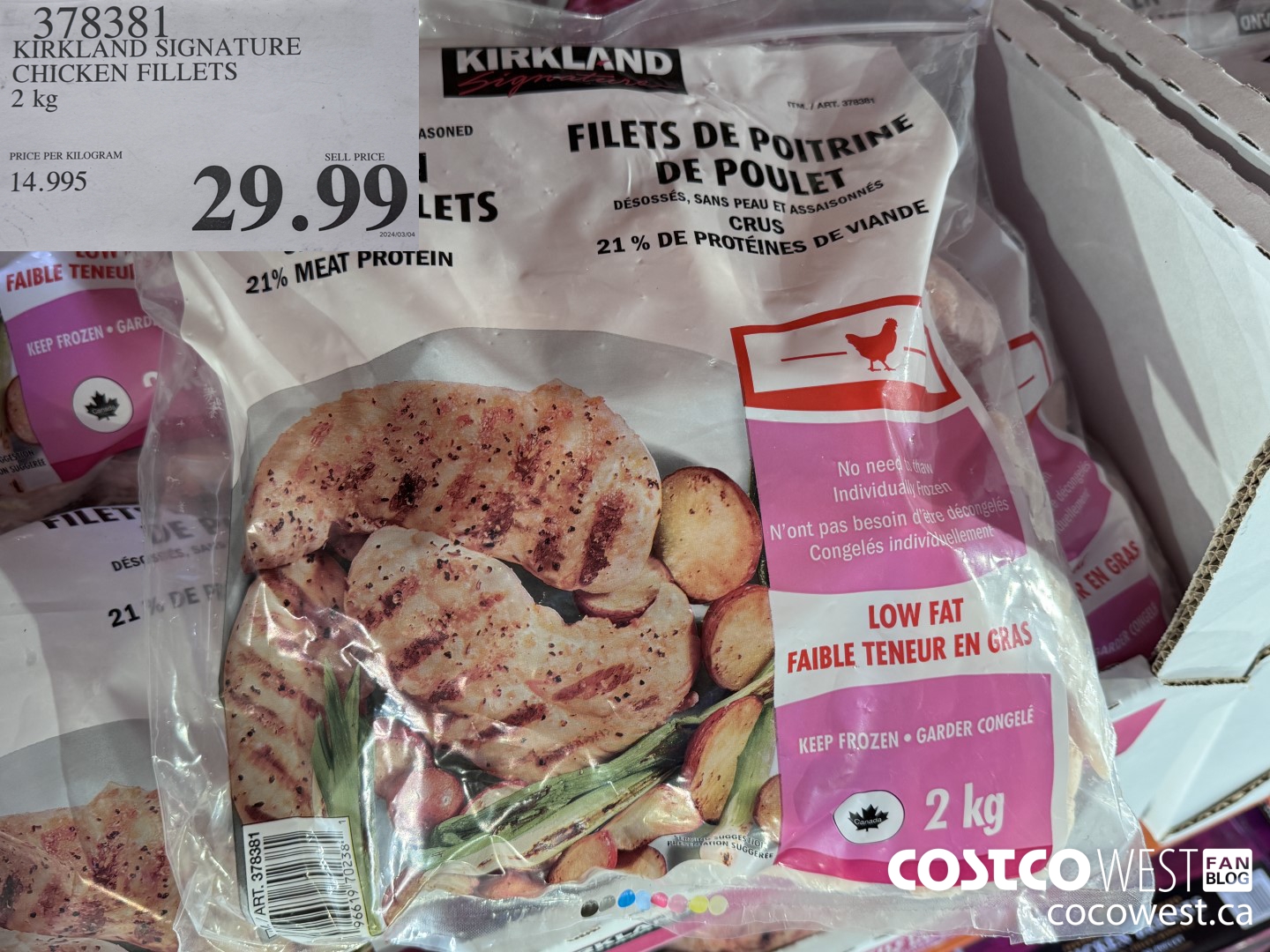378381 KIRKLAND SIGNATURE CHICKEN FILLETS 2 kg $29.99