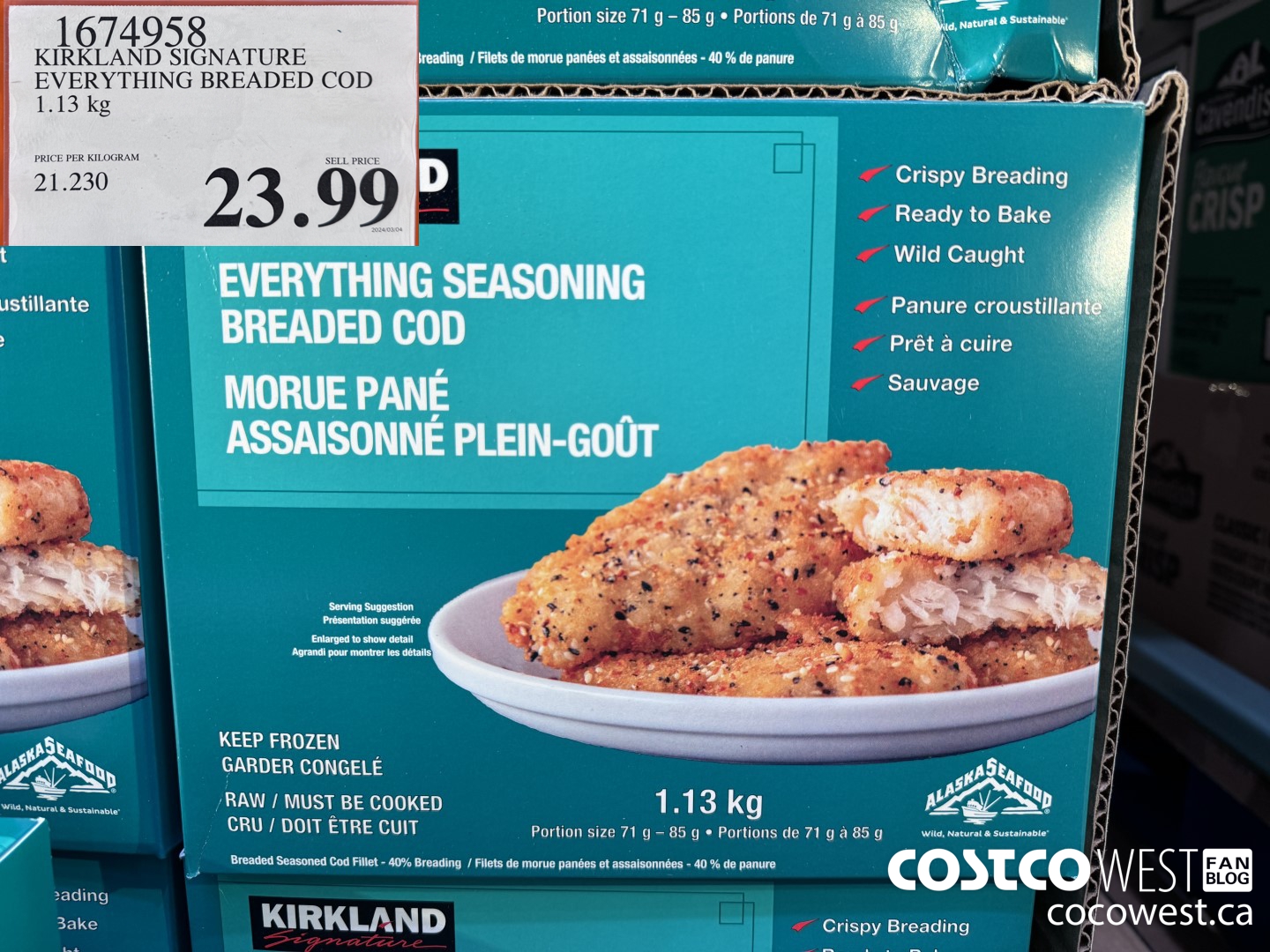 1674958 KIRKLAND SIGNATURE EVERYTHING BREADED COD 1.13 KG $23.99