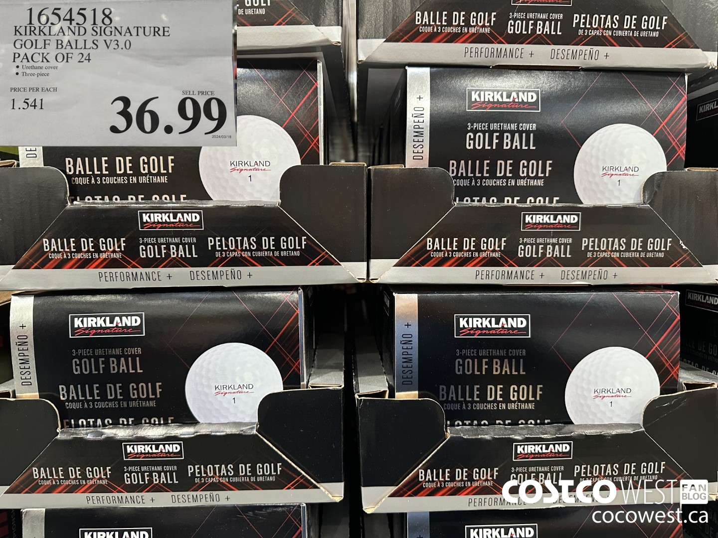 1654518 KIRKLAND SIGNATURE GOLF BALLS V3.0 PACK OF 24 $36.99