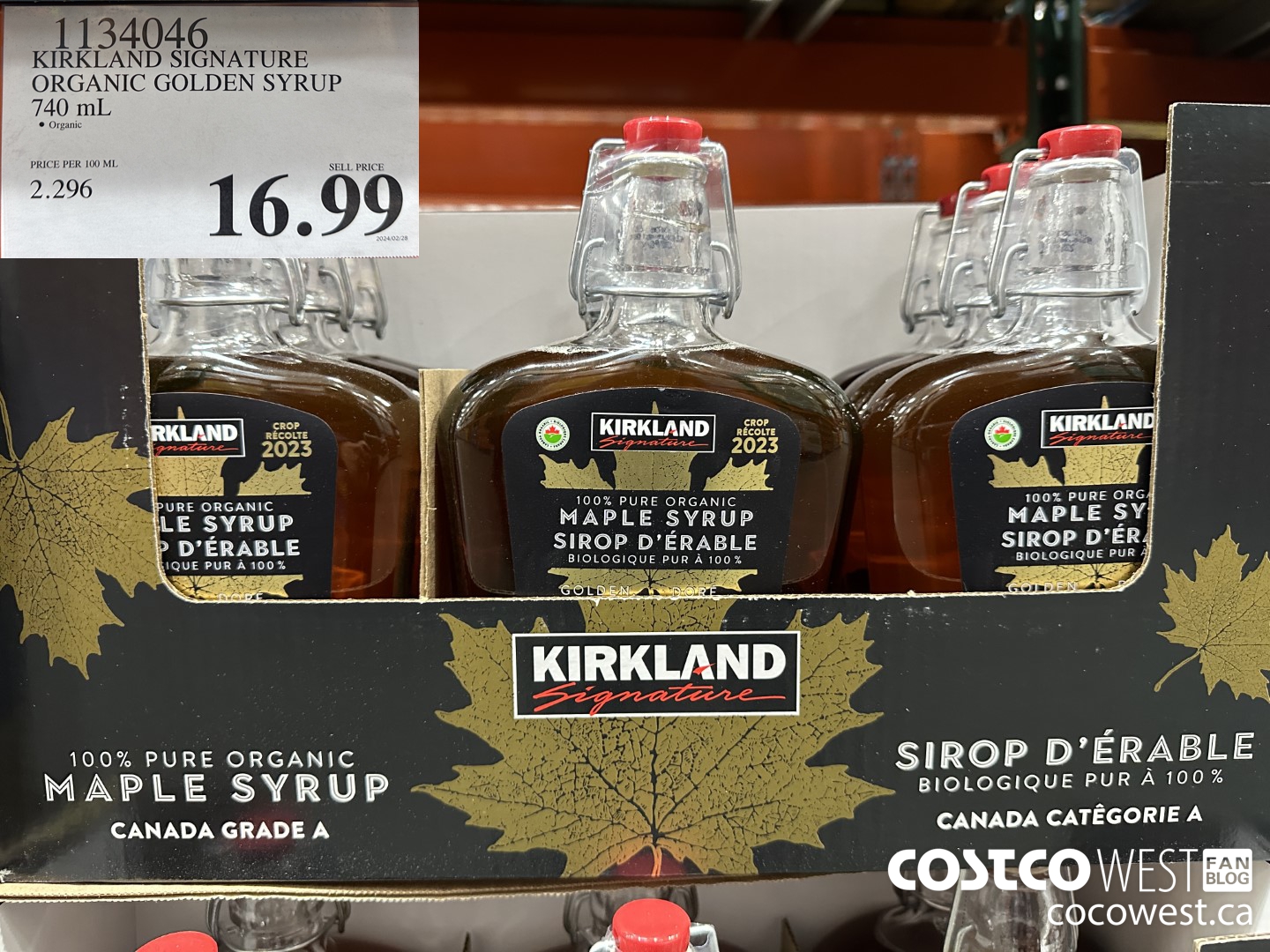 1134046 KIRKLAND SIGNATURE ORGANIC GOLDEN SYRUP 740ML $16.99