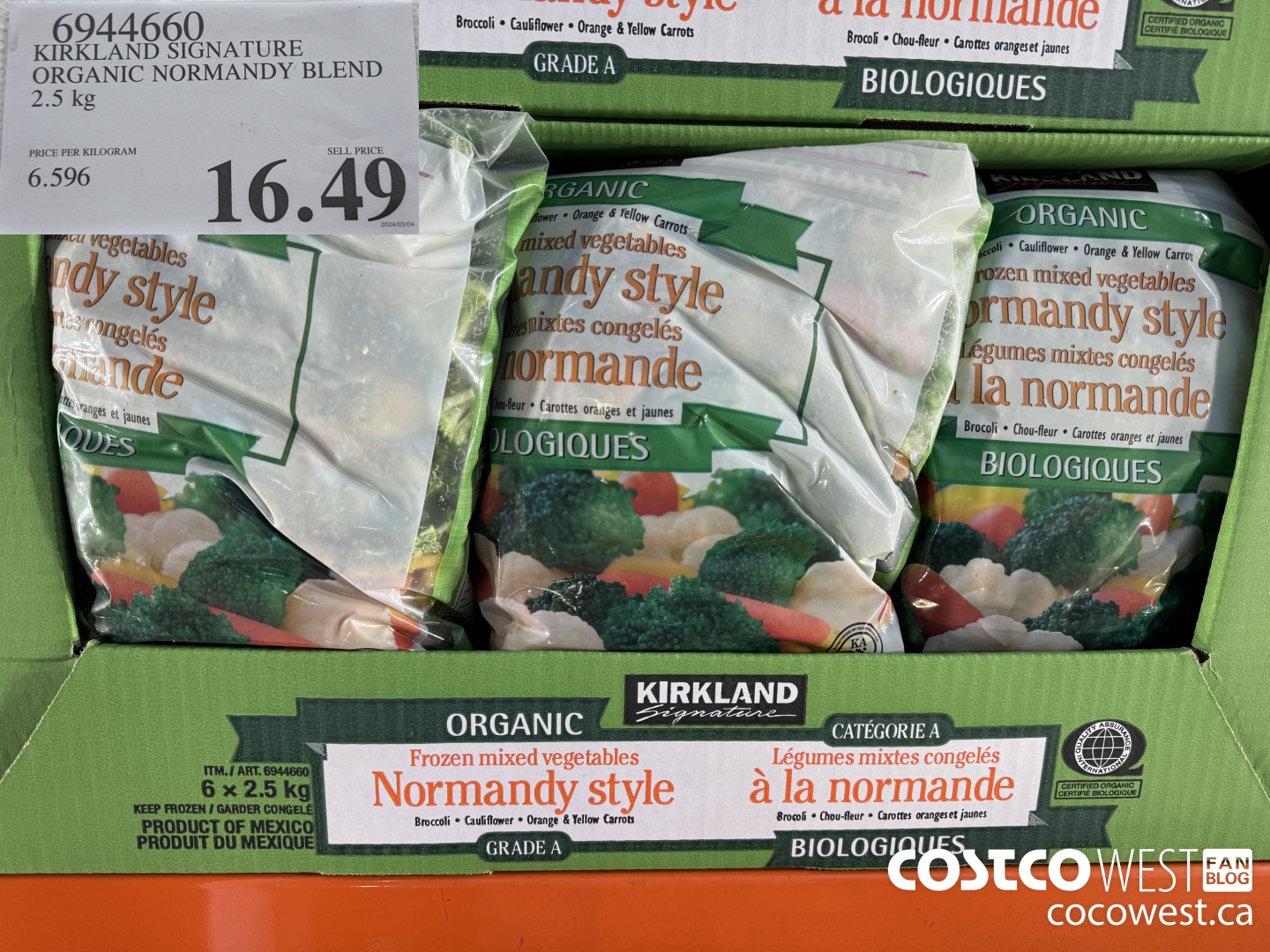 6944660 KIRKLAND SIGNATURE ORGANIC NORMANDY BLEND 2.5 kg $16.49