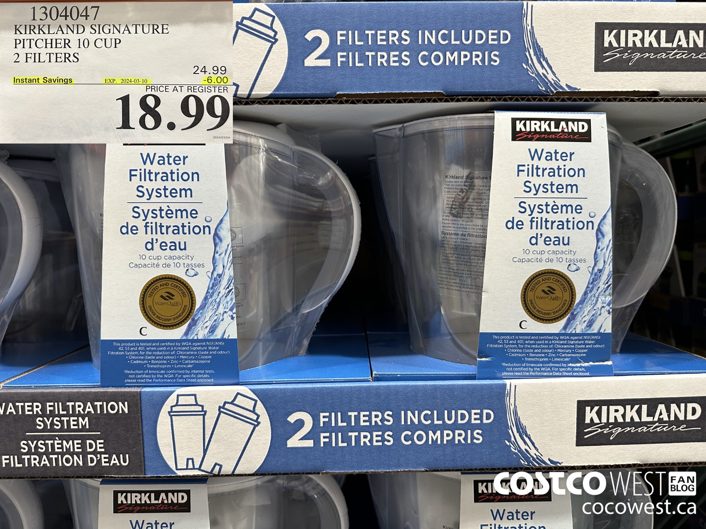 1304047 KIRKLAND SIGNATURE PITCHER 10 CUP 2 FILTERS ($6.00 INSTANT SAVINGS EXPIRES ON 2024-03-10) $18.99