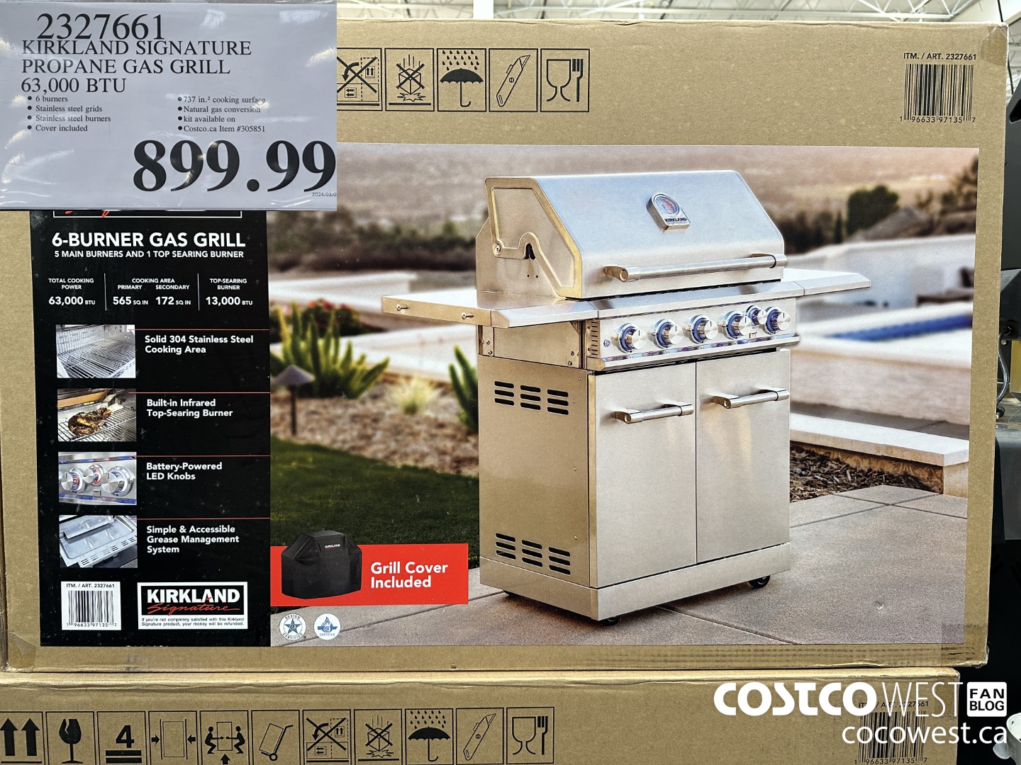 2327661 KIRKLAND SIGNATURE PROPANE GAS GRILL 63,000 BTU $899.99