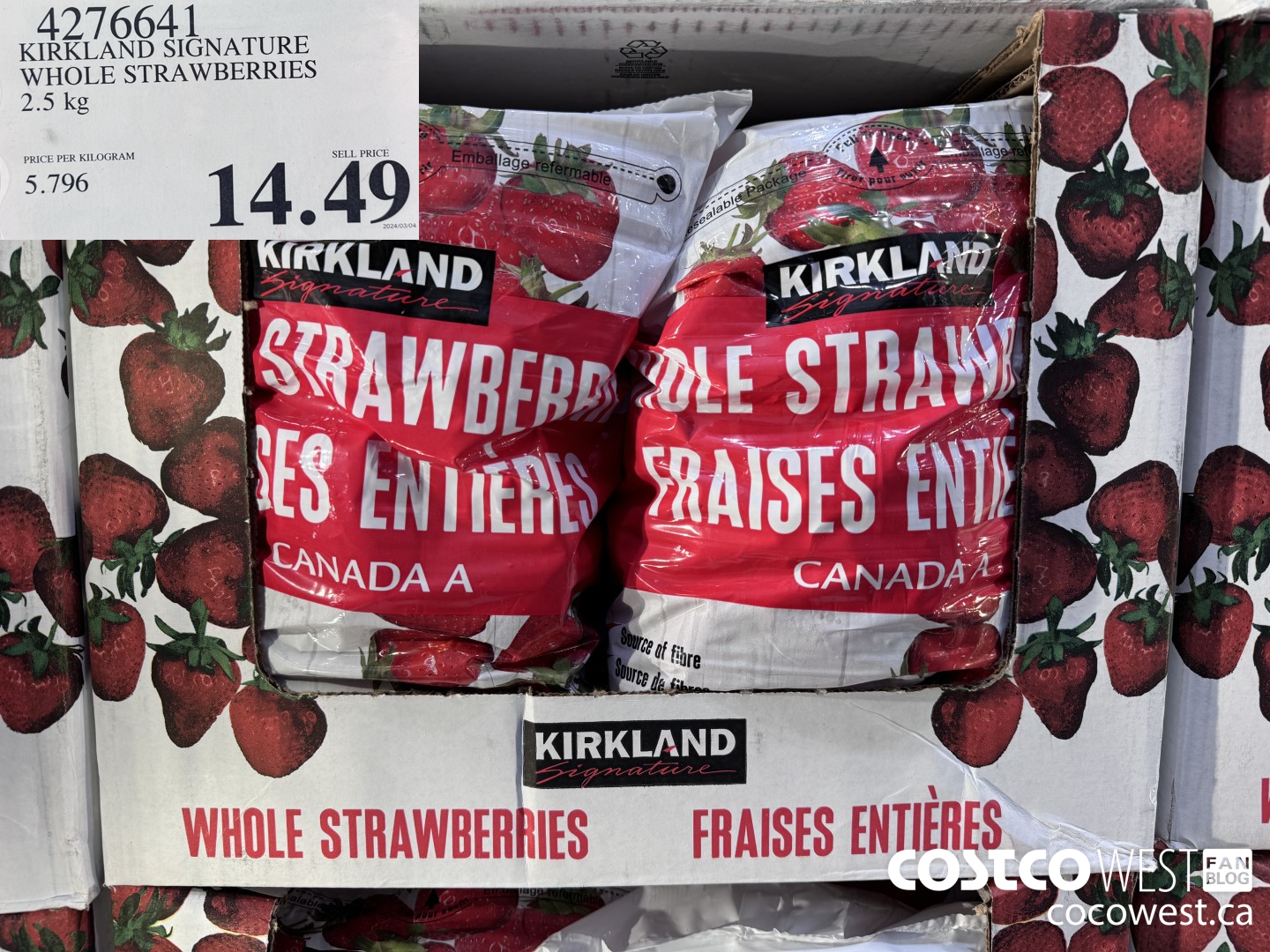 4276641 KIRKLAND SIGNATURE WHOLE STRAWBERRIES 2.5 kg $14.49