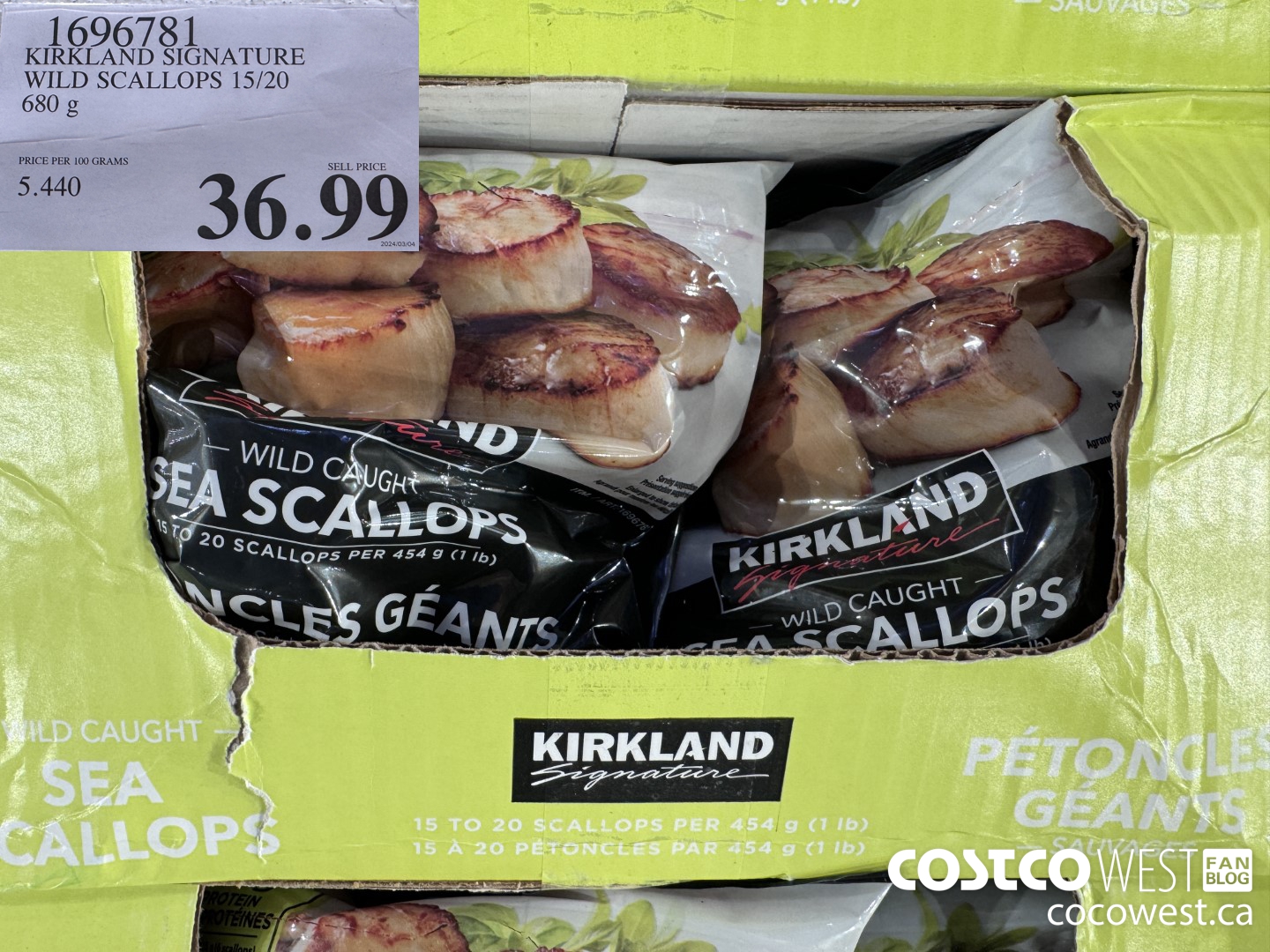 1696781 KIRKLAND SIGNATURE WILD SCALLOPS 15/20 680 g $36.99