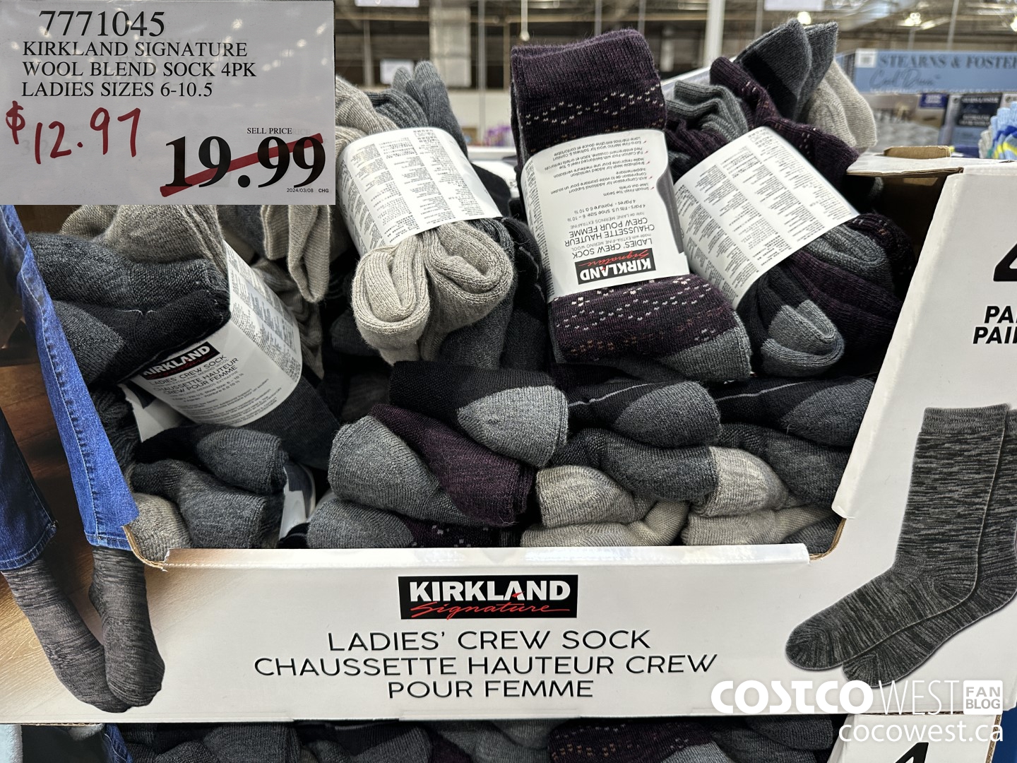 7771045 KIRKLAND SIGNATURE WOOL BLEND SOCK 4PK LADIES SIZES 6-10.5 $12.97