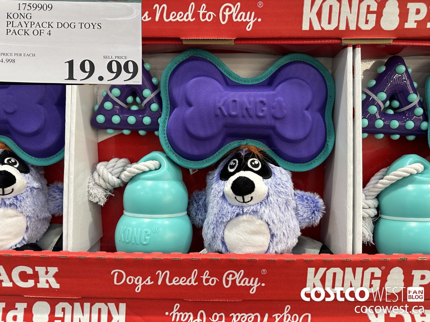 1759909 KONG PLAYPACK DOG TOYS PACK OF 4 $19.99