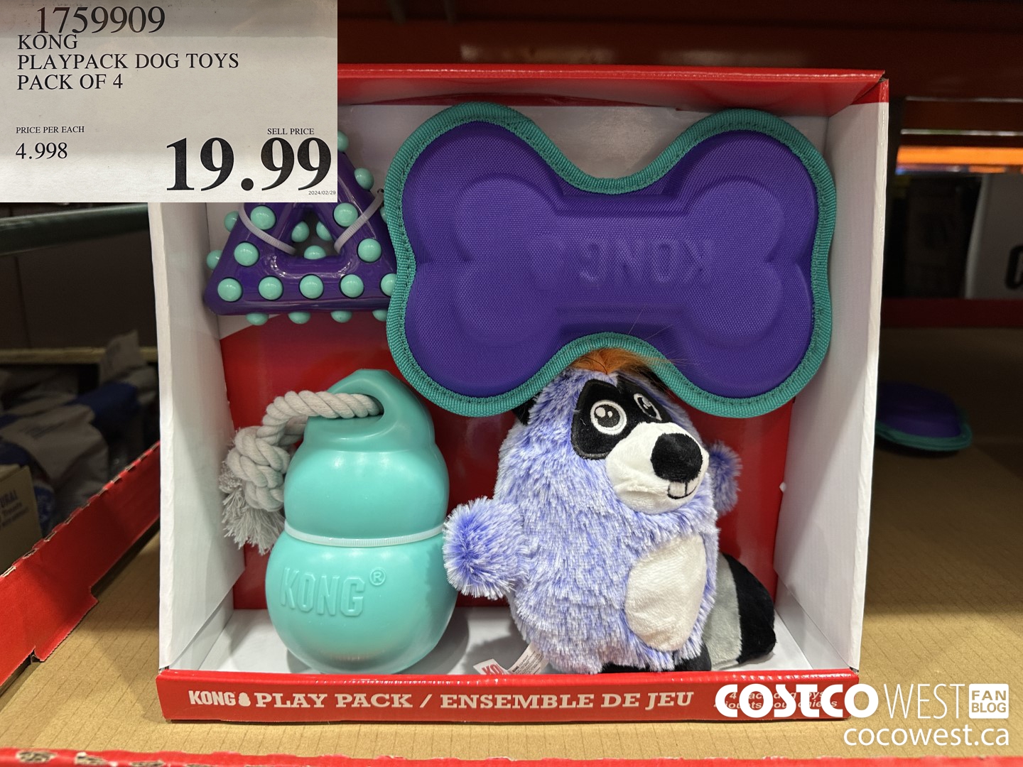 1759909 KONG PLAYPACK DOG TOYS PACK OF 4 $19.99