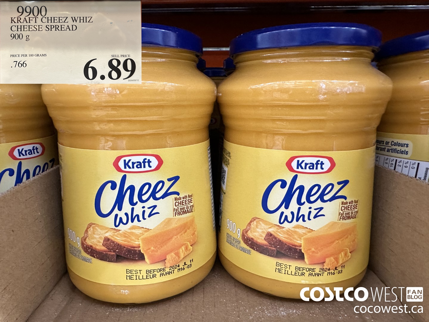 9900 KRAFT CHEEZ WHIZ CHEESE SPREAD 900 G $6.89