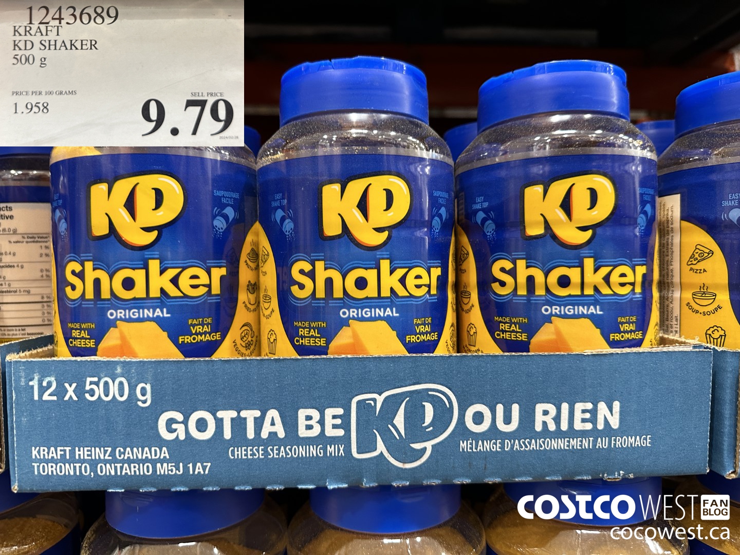 1243689 KRAFT KD SHAKER 500 G $9.79
