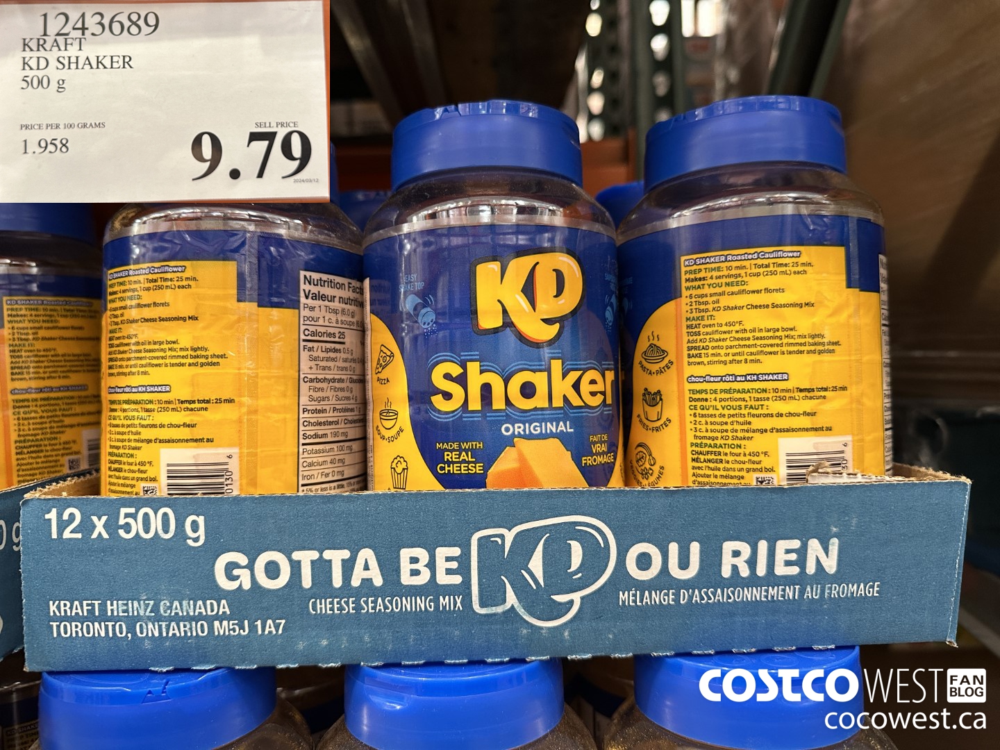 1243689 KRAFT KD SHAKER 500 G $9.79