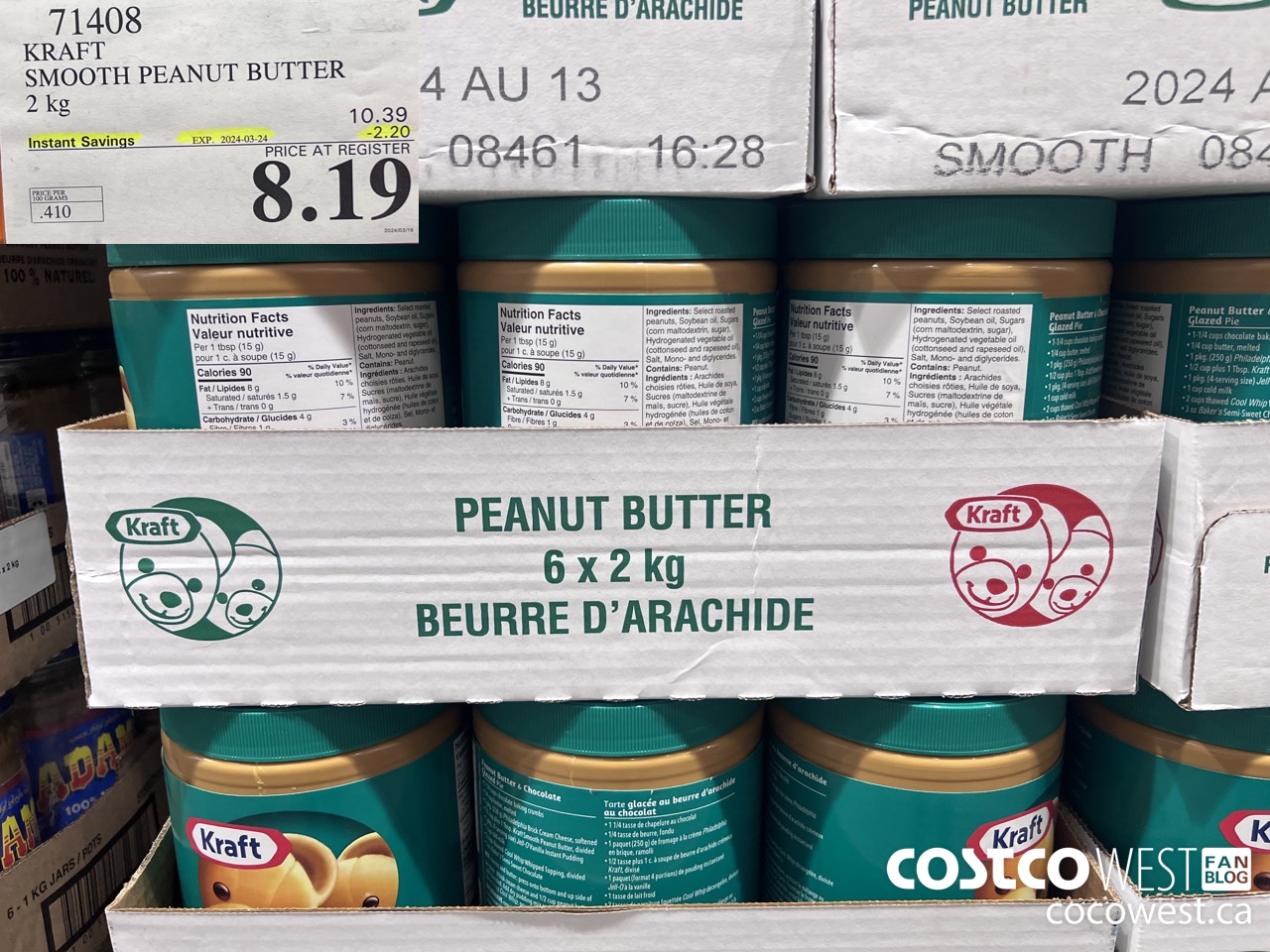 71408 KRAFT SMOOTH PEANUT BUTTER 2 kg ($2.20 INSTANT SAVINGS EXPIRES ON 2024-03-24) $8.19