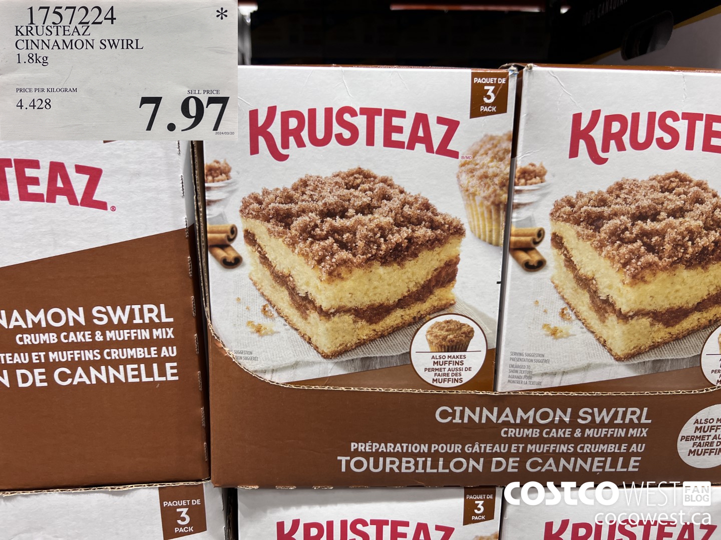 1757224 KRUSTEAZ CINNAMON SWIRL 1.8KG $7.97