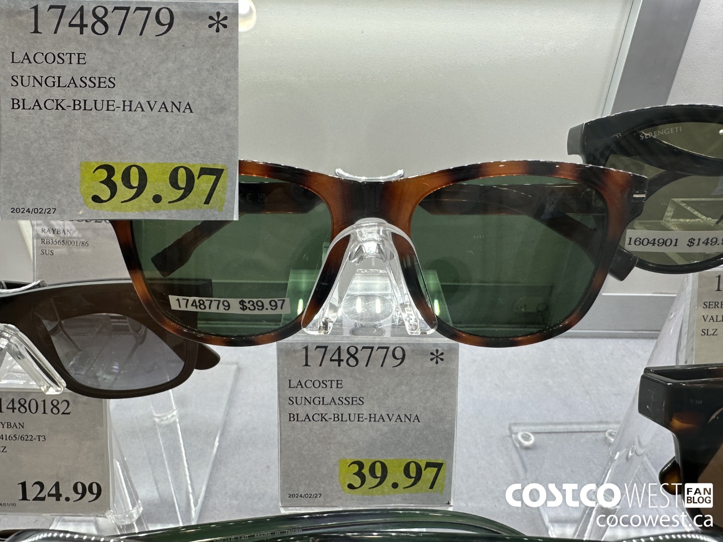 1748779 LACOSTE SUNGLASSES BLACK-BLUE-HAVANA $39.97