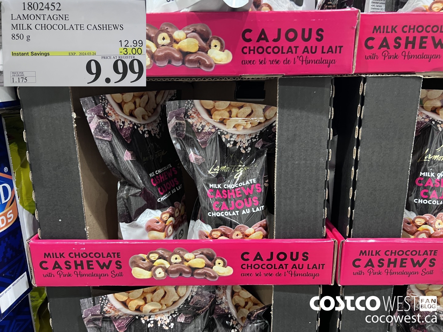 1802452 LAMONTAGNE MILK CHOCOLATE CASHEWS 850G ($3.00 INSTANT SAVINGS EXPIRES ON 2024-03-24) $9.99