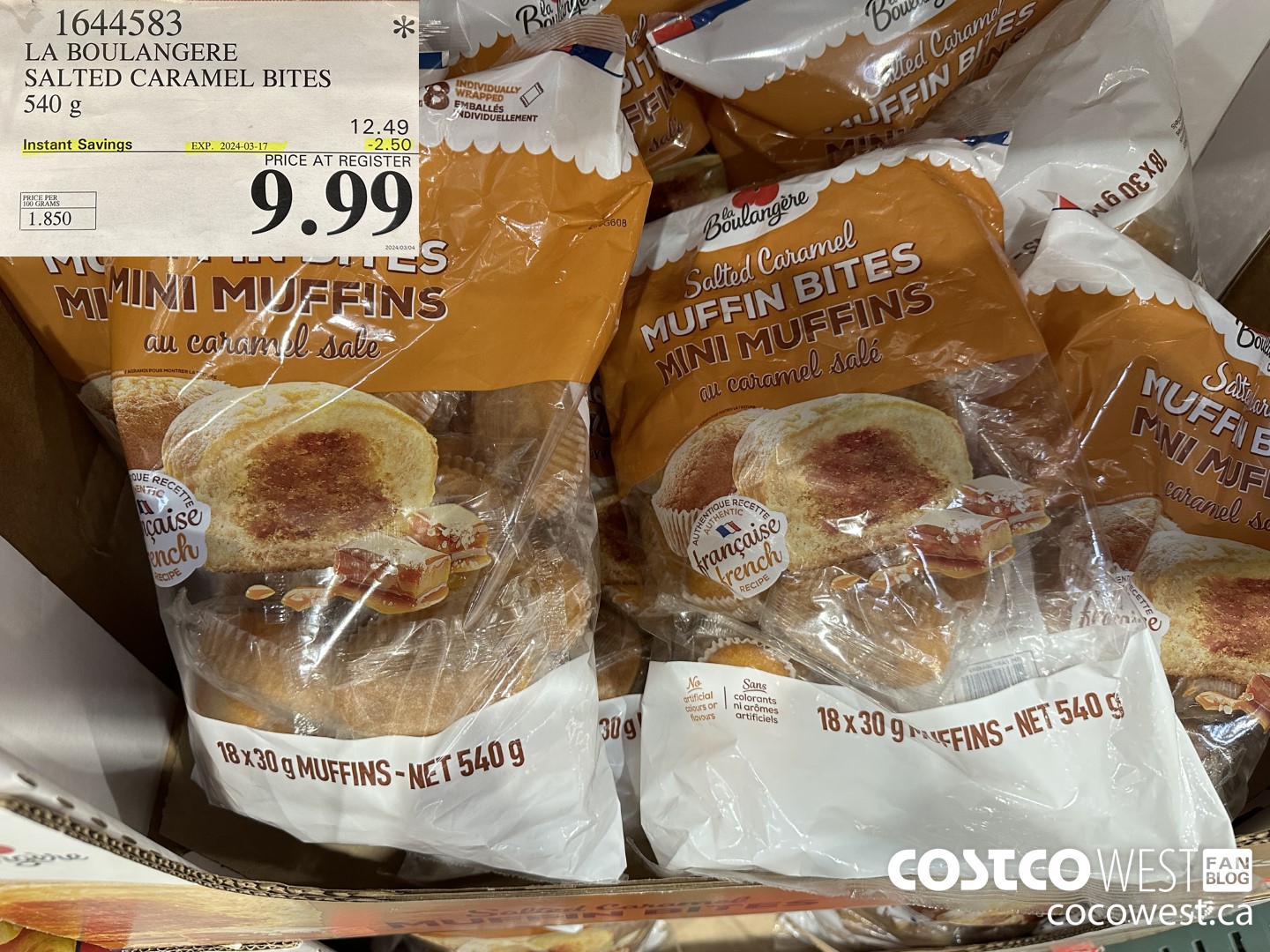 1644583 LA BOULANGERE SALTED CARAMEL BITES 540G ($2.50 INSTANT SAVINGS EXPIRES ON 2024-03-17) $9.99