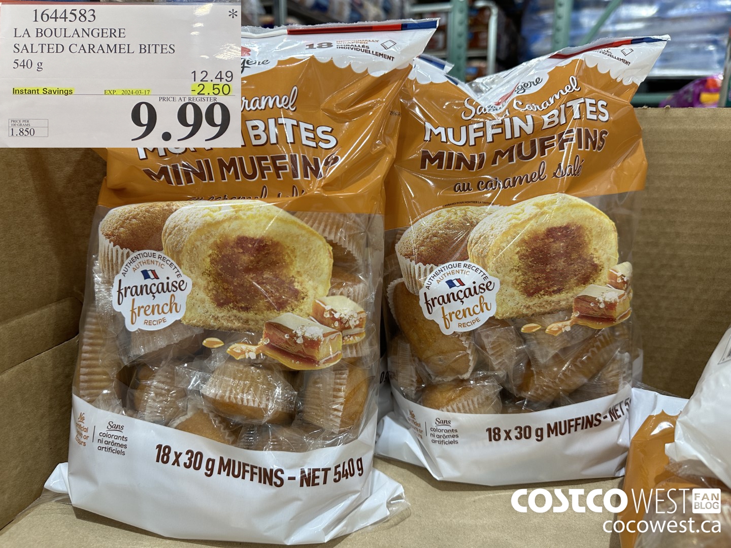 1644583 LA BOULANGERE SALTED CARAMEL BITES 540G ($2.50 INSTANT SAVINGS EXPIRES ON 2024-03-17) $9.99