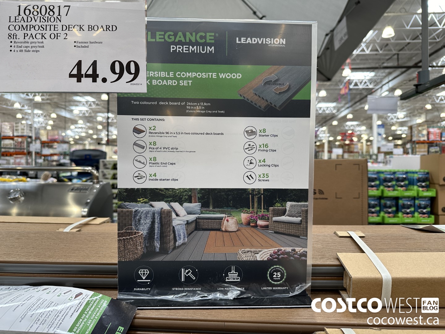 1680817 LEADVISION COMPOSITE DECK BOARD 8 FT PACK OF 2 $44.99