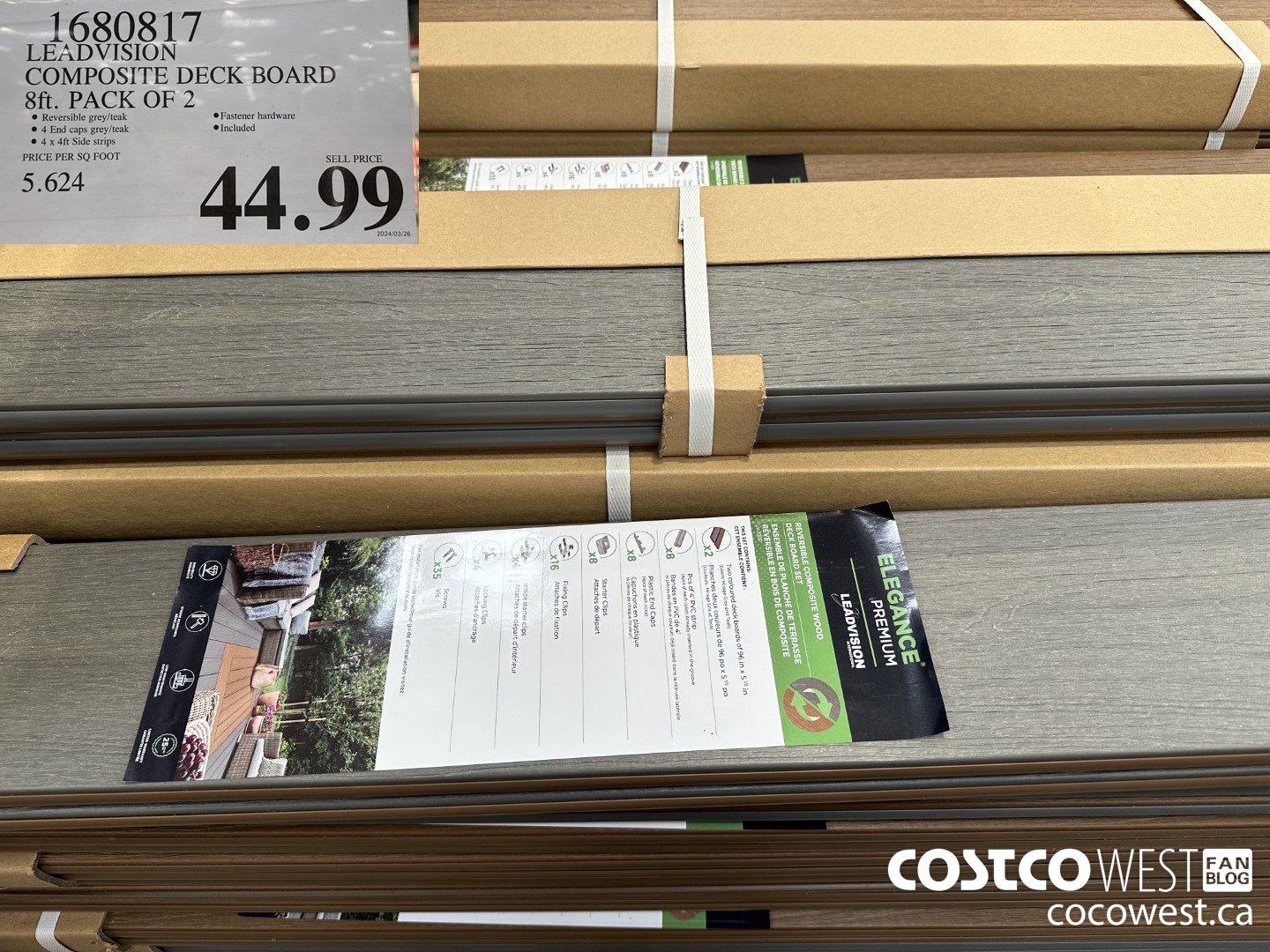 1680817 LEADVISION COMPOSITE DECK BOARD 8 FT PACK OF 2 $44.99