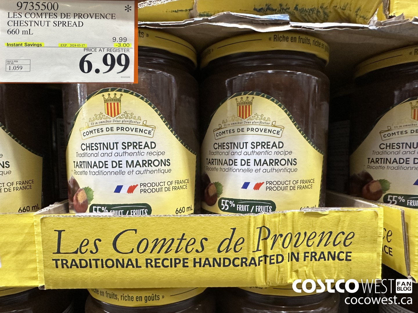 9735500 LES COMTES DE PROVENCE CHESTNUT SPREAD 660 ML ($3.00 INSTANT SAVINGS EXPIRES ON 2024-03-17) $6.99